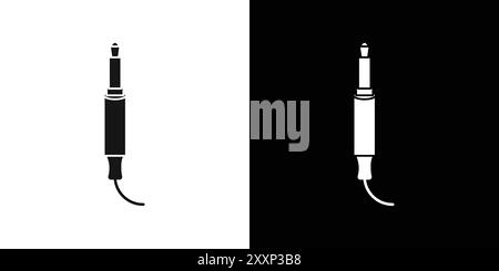 Jack cable icon Black line art vector in black and white outline set collection sign Stock Vector