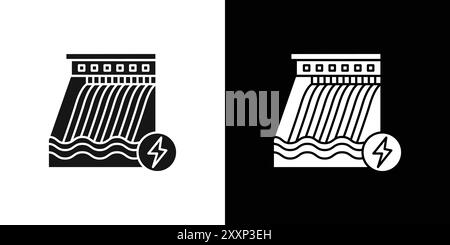 Line art icon of a hydroelectric dam generating renewable energy Stock ...