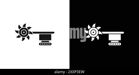 Bucket wheel excavator icon Black line art vector in black and white ...