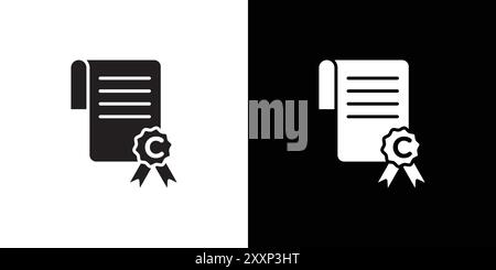 Intellectual property and copyright icon Black line art vector in black and white outline set collection sign Stock Vector