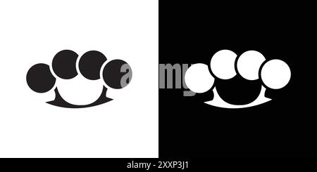 brass knuckles icon Black line art vector in black and white outline set collection sign Stock Vector