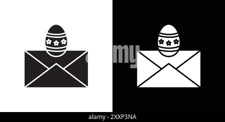 Easter Message icon Black line art vector in black and white outline set collection sign Stock Vector