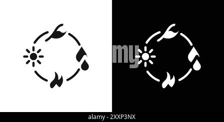 Natural resources icon Black line art vector in black and white outline set collection sign Stock Vector