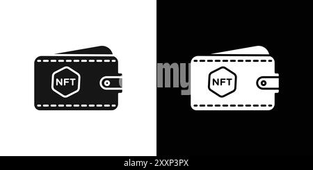 NFT wallet icon Black line art vector in black and white outline set collection sign Stock Vector