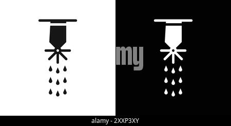 fire sprinkler icon Black line art vector in black and white outline ...