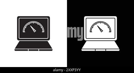 Page speed icon Black line art vector in black and white outline set collection sign Stock Vector