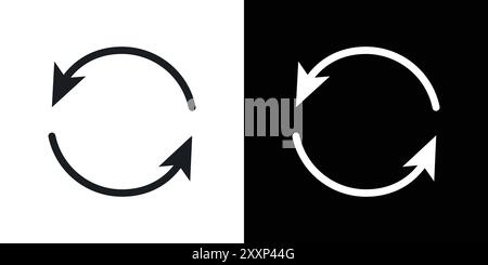 Refresh icon Black line art vector in black and white outline set collection sign Stock Vector