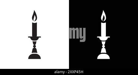 Shabbat candles icon Black line art vector in black and white outline set collection sign Stock Vector
