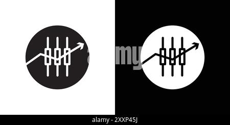 Forex stock market icon Black line art vector in black and white outline set collection sign Stock Vector
