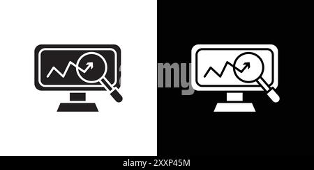 Researching information online icon Black line art vector in black and ...