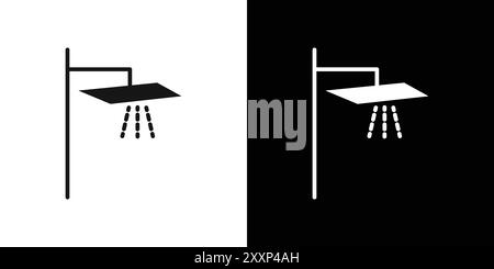 Shower icon Black line art vector in black and white outline set collection sign Stock Vector