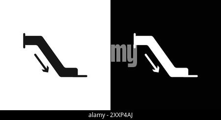 Escalator down icon Black line art vector in black and white outline set collection sign Stock Vector