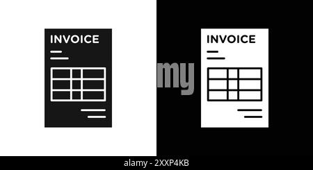 Invoice icon Black line art vector in black and white outline set collection sign Stock Vector