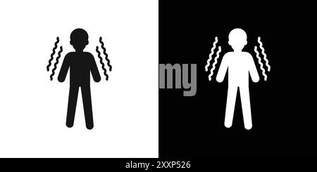 Trembling icon Black line art vector in black and white outline set collection sign Stock Vector