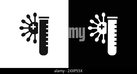 PCR test icon Black line art vector in black and white outline set collection sign Stock Vector