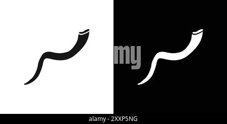 Shofar icon Black line art vector in black and white outline set collection sign Stock Vector