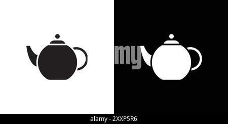 Teapot icon Black line art vector in black and white outline set collection sign Stock Vector