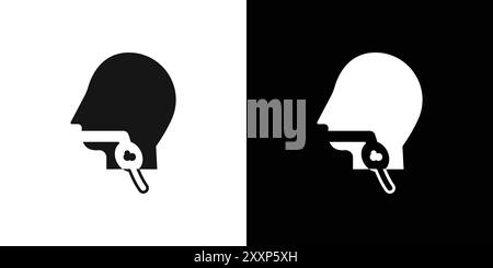 Swallowing reflex icon Black line art vector in black and white outline set collection sign Stock Vector