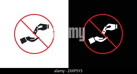 Stop Corruption icon Black line art vector in black and white outline set collection sign Stock Vector