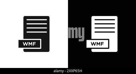 WMF File Document Icon Black line art vector in black and white outline set collection sign Stock Vector