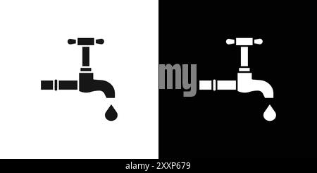Water tap icon Black line art vector in black and white outline set ...