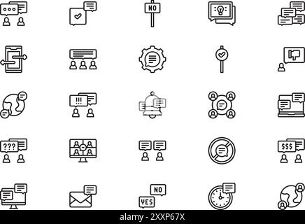 Discussion icons collection is a vector illustration with editable stroke. Stock Vector