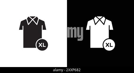 XL Shirt Size Icon Black line art vector in black and white outline set collection sign Stock Vector