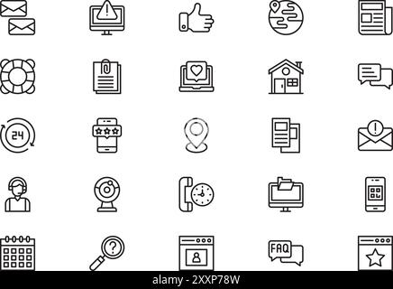 Contact us icon collection is a vector illustration with editable stroke. Stock Vector