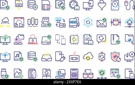 Backup icons collection is a vector illustration with editable stroke. Stock Vector