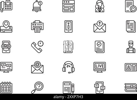 Contact us icons collection is a vector illustration with editable stroke. Stock Vector