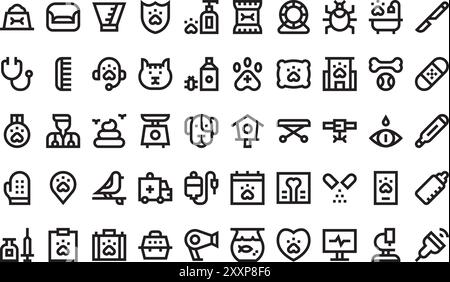 Veterinary icons collection is a vector illustration with editable stroke. Stock Vector