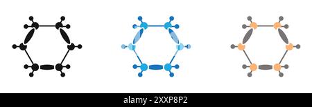 Cyclobutane molecular formula icon outline collection or set in black and white Stock Vector