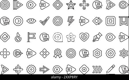 Bullet points icons collection is a vector illustration with editable stroke. Stock Vector