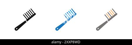 Hair comb icon outline collection or set in black and white Stock Vector