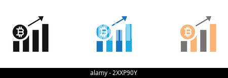 Bitcoin Evolution icon outline collection or set in black and white Stock Vector