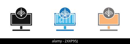 network speed test icon outline collection or set in black and white Stock Vector