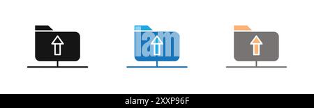 FTP navigate up icon outline collection or set in black and white Stock Vector