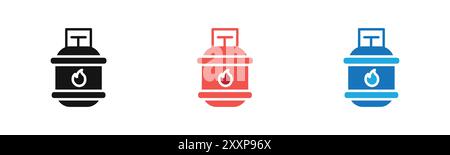 Gas cylinder icon outline collection or set in black and white Stock Vector