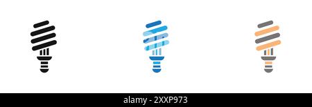 energy efficiency light bulb icon outline collection or set in black and white Stock Vector