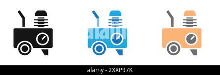 Air compressor pump icon outline collection or set in black and white Stock Vector