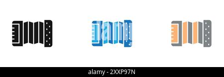 accordion icon outline collection or set in black and white Stock Vector