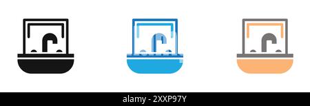 Bathroom sink icon outline collection or set in black and white Stock Vector
