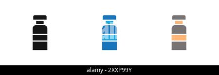injection vial icon outline collection or set in black and white Stock Vector
