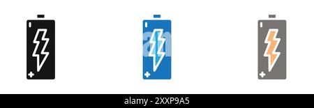 Charging battery icon outline collection or set in black and white Stock Vector
