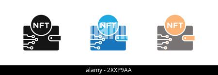 NFT wallet icon outline collection or set in black and white Stock Vector