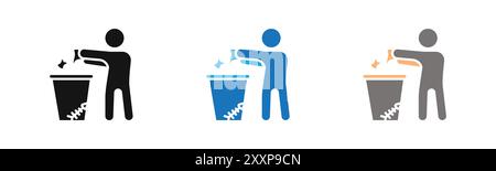 Leftovers Disposal icon outline collection or set in black and white Stock Vector