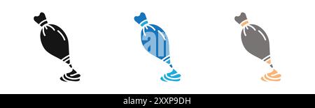 Pastry bag icon outline collection or set in black and white Stock Vector