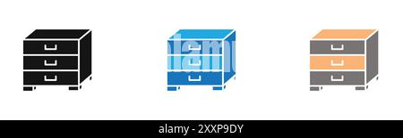 Chest of drawers icon outline collection or set in black and white Stock Vector