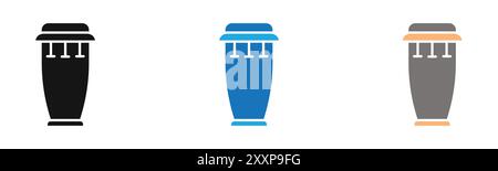 Conga drum icon outline collection or set in black and white Stock Vector