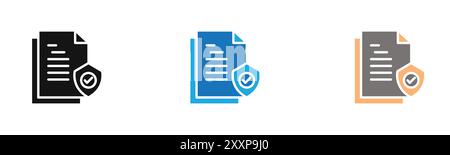 data protection icon outline collection or set in black and white Stock Vector